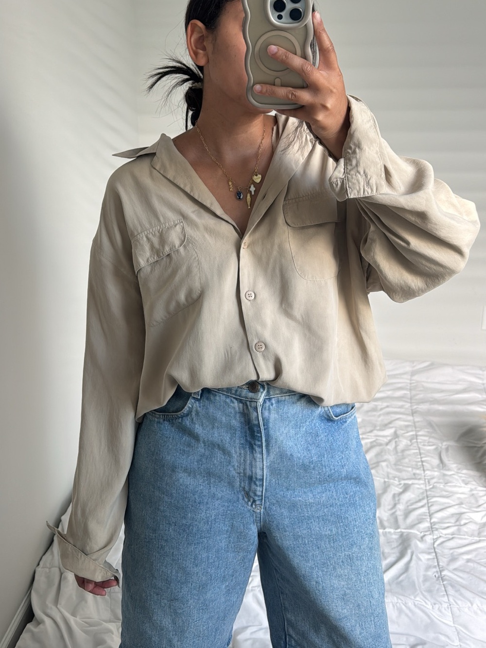 Vintage 100% silk button down